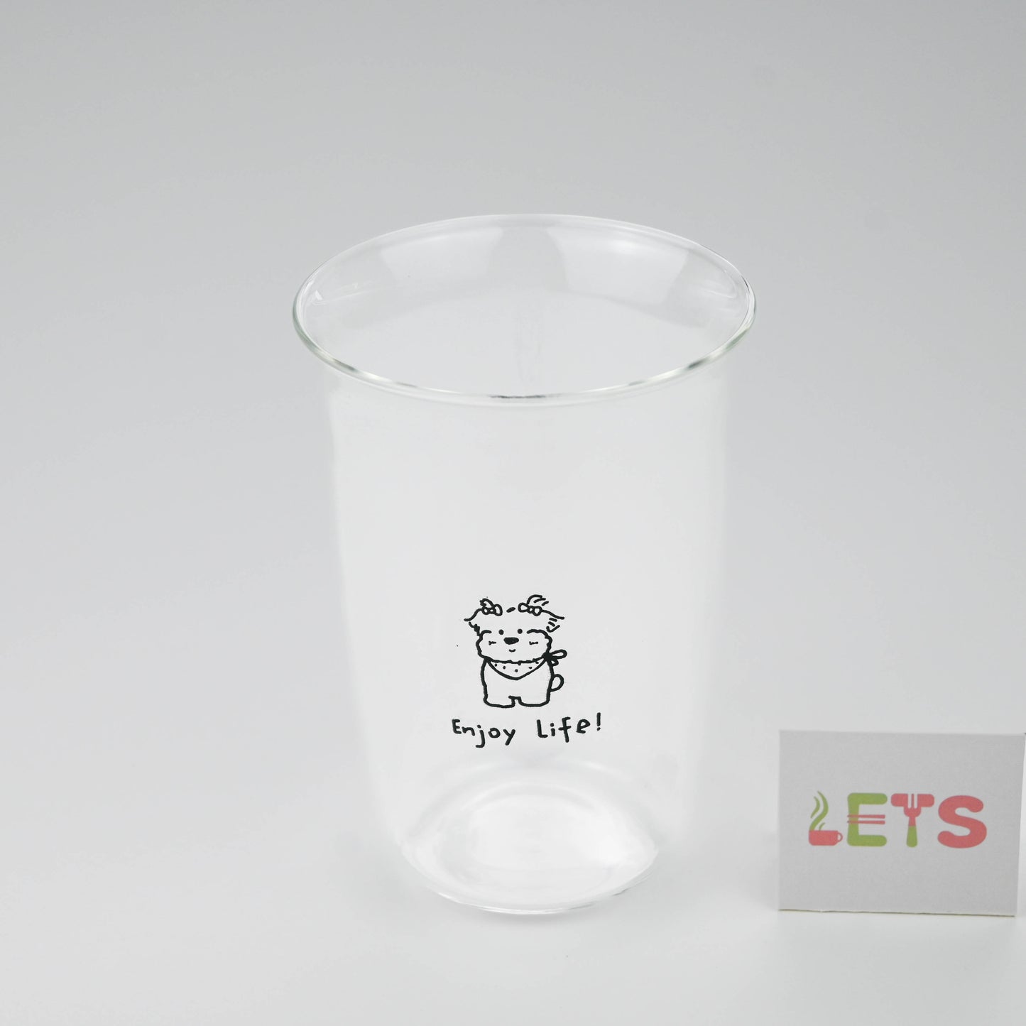 Cute Dog Glass Cup, Cartoon Puppy Design, for Milk Tea, Coffee, Juice - Enjoy Life