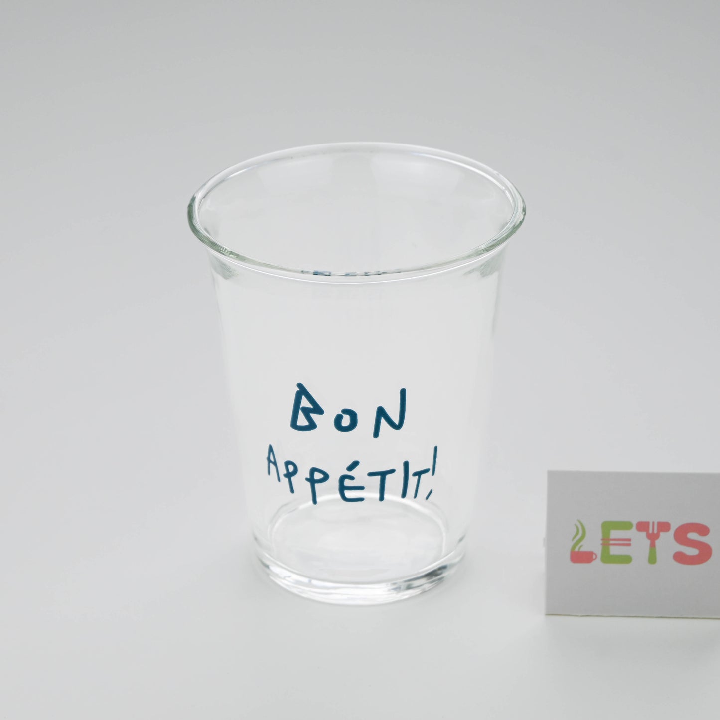 French Quote Print Glass Cup, Clear Tumbler - Bon Appétit