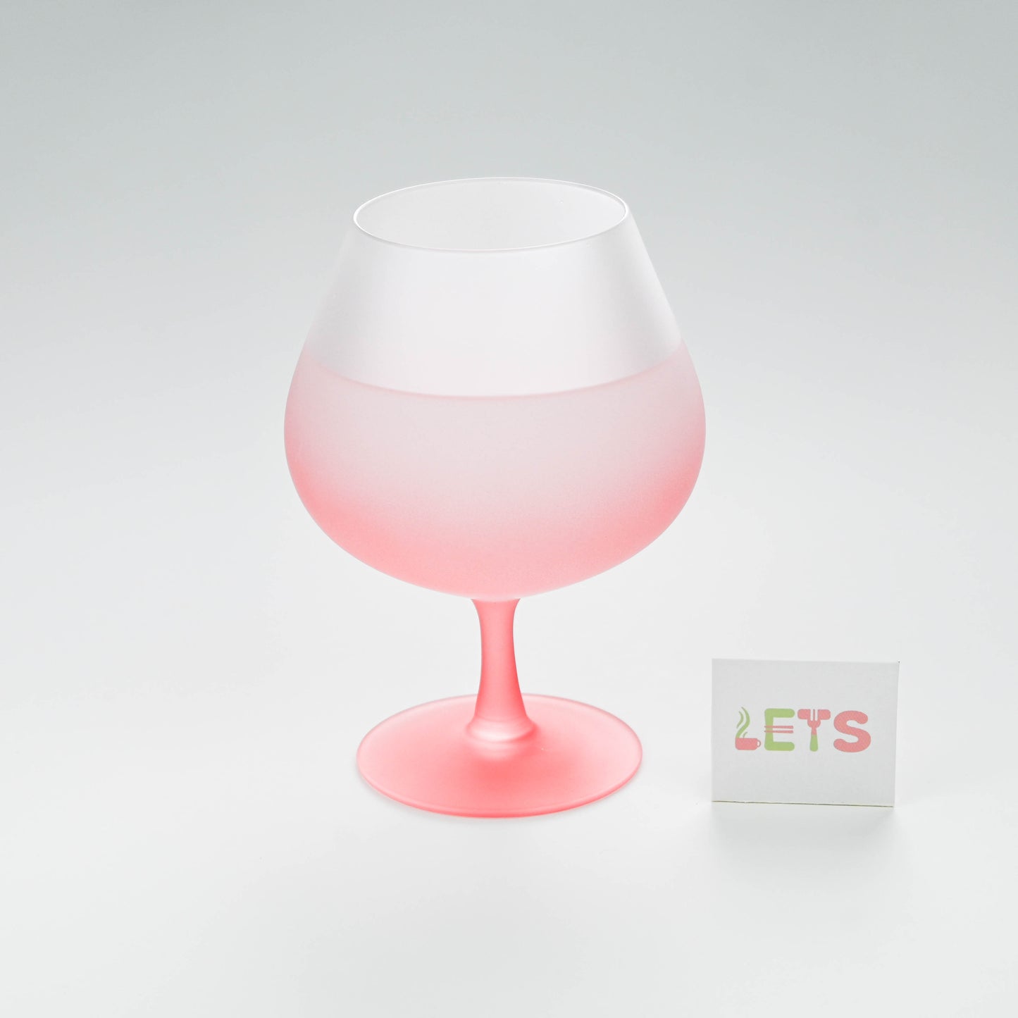 Frosted Pink Stem Balloon Glass, Large Goblet for Wine, Cocktails, Juice