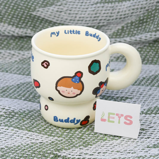 Ceramic Mug, Cartoon Buddy Design, Cute Coffee Tea Cup - Cartoon Boy