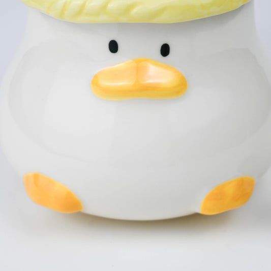 Cute Yellow Duck Ceramic Mug with Lid, Cartoon Coffee Tea Cup
