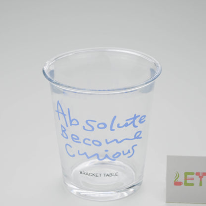 Clear Glass Cup with Blue Letter Print, Aesthetic Coffee Milk Juice Tumbler