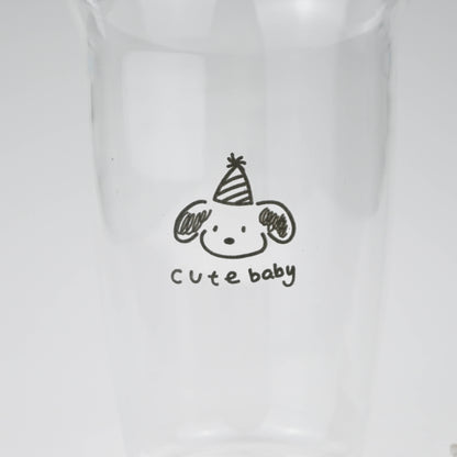 Cute Dog Glass Cup, Cartoon Puppy Design, for Milk Tea, Coffee, Juice - Cute Baby
