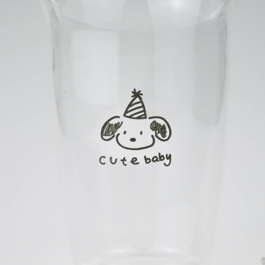 Cute Dog Glass Cup, Cartoon Puppy Design, for Milk Tea, Coffee, Juice - Cute Baby
