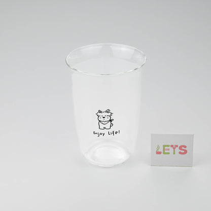 Cute Dog Glass Cup, Cartoon Puppy Design, for Milk Tea, Coffee, Juice - Enjoy Life