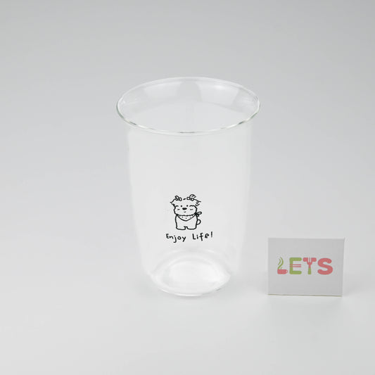 Cute Dog Glass Cup, Cartoon Puppy Design, for Milk Tea, Coffee, Juice - Enjoy Life
