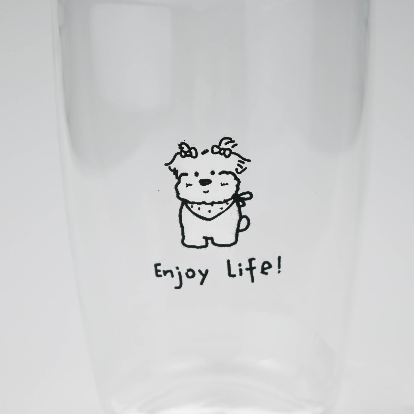Cute Dog Glass Cup, Cartoon Puppy Design, for Milk Tea, Coffee, Juice - Enjoy Life