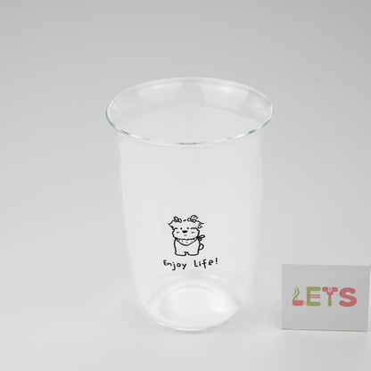 Cute Dog Glass Cup, Cartoon Puppy Design, for Milk Tea, Coffee, Juice - Enjoy Life