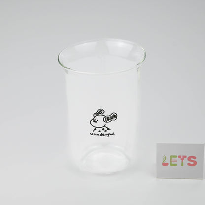 Cute Dog Glass Cup, Cartoon Puppy Design, for Milk Tea, Coffee, Juice - Wonderful