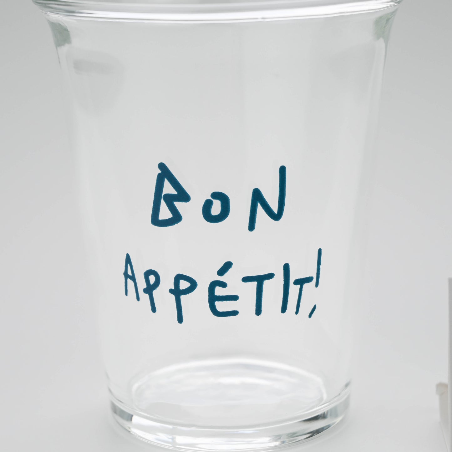 French Quote Print Glass Cup, Clear Tumbler - Bon Appétit