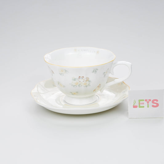 Ragdoll Cat Ceramic Cup and Saucer Set, Vintage Floral Teacup with Plate