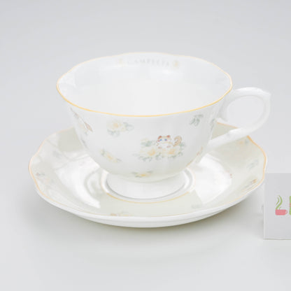 Ragdoll Cat Ceramic Cup and Saucer Set, Vintage Floral Teacup with Plate