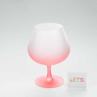 Frosted Pink Stem Balloon Glass, Large Goblet for Wine, Cocktails, Juice
