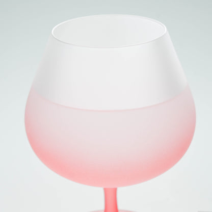 Frosted Pink Stem Balloon Glass, Large Goblet for Wine, Cocktails, Juice