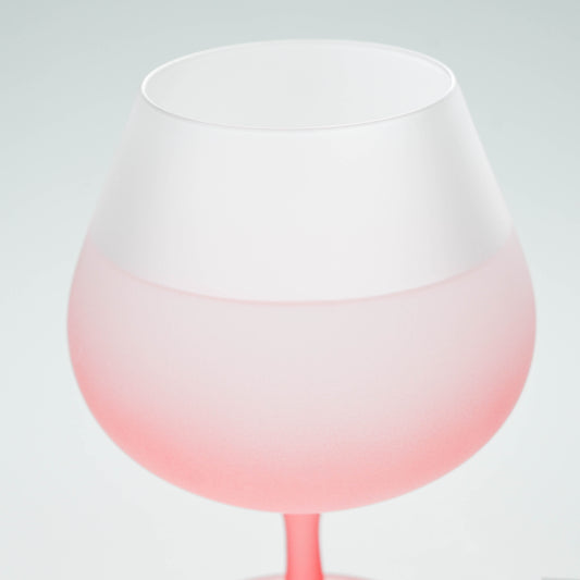 Frosted Pink Stem Balloon Glass, Large Goblet for Wine, Cocktails, Juice