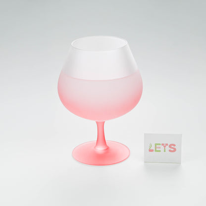 Frosted Pink Stem Balloon Glass, Large Goblet for Wine, Cocktails, Juice
