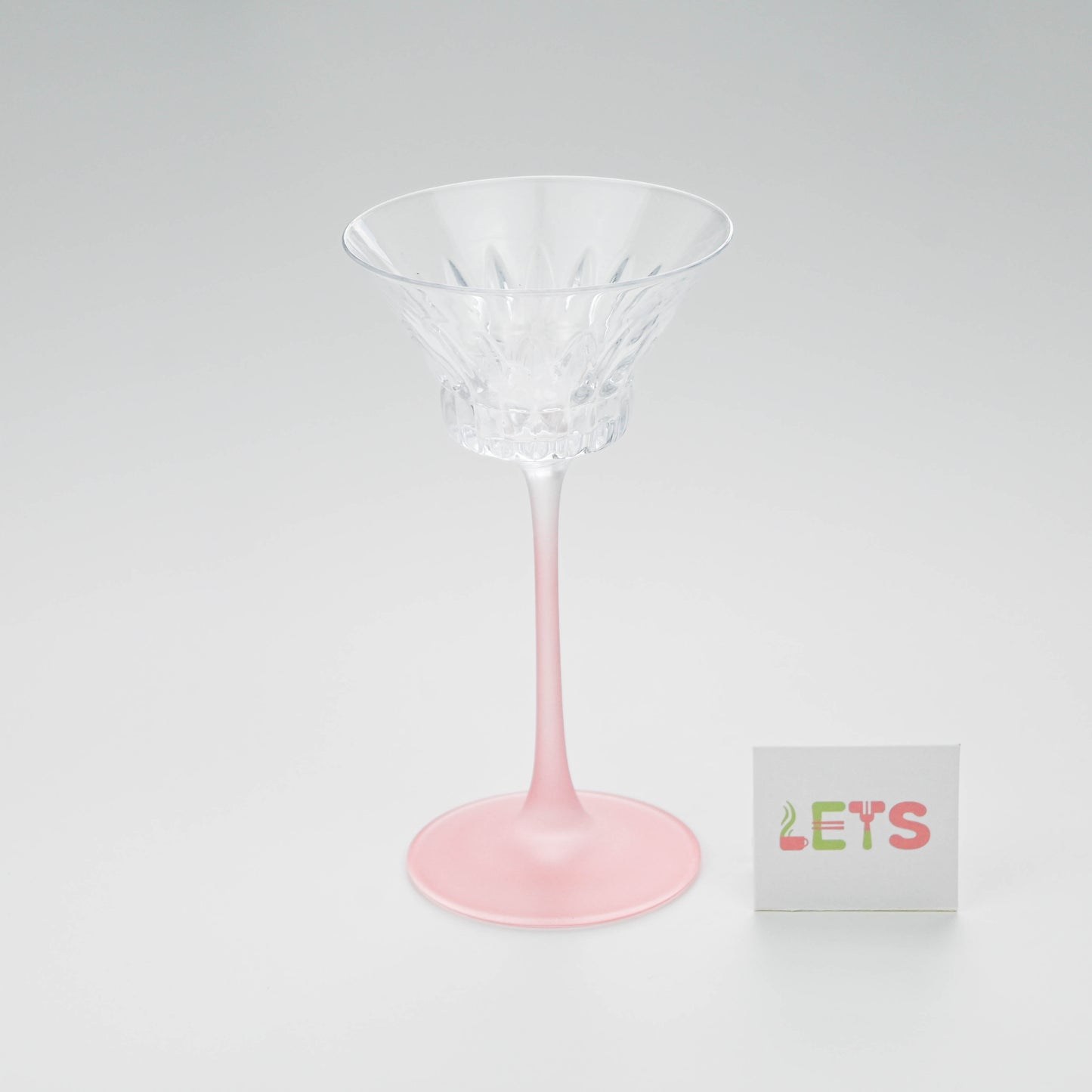 Elegant Pink Stem Cocktail Glass, Small Dessert and Martini Cup - Clear Body & Frosted Stem