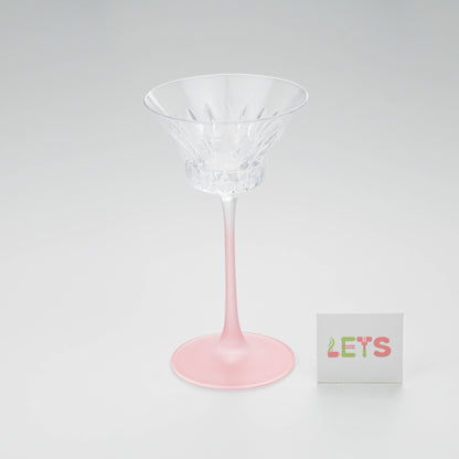 Elegant Pink Stem Cocktail Glass, Small Dessert and Martini Cup - Clear Body & Frosted Stem