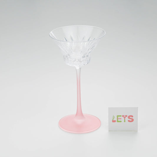 Elegant Pink Stem Cocktail Glass, Small Dessert and Martini Cup - Clear Body & Frosted Stem