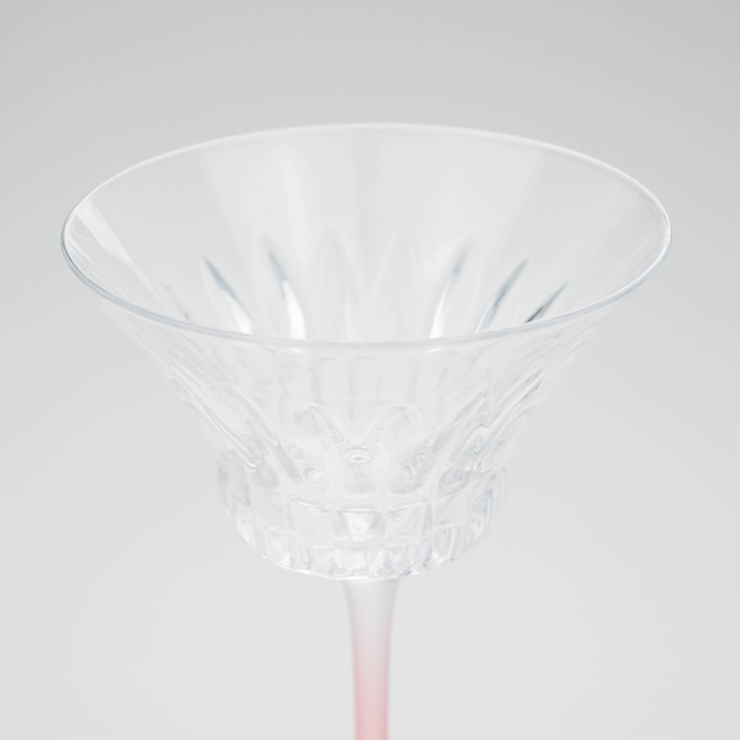 Elegant Pink Stem Cocktail Glass, Small Dessert and Martini Cup - Clear Body & Frosted Stem