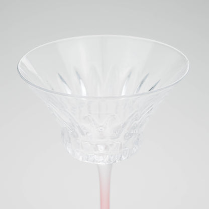 Elegant Pink Stem Cocktail Glass, Small Dessert and Martini Cup - Clear Body & Frosted Stem