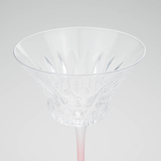 Elegant Pink Stem Cocktail Glass, Small Dessert and Martini Cup - Clear Body & Frosted Stem