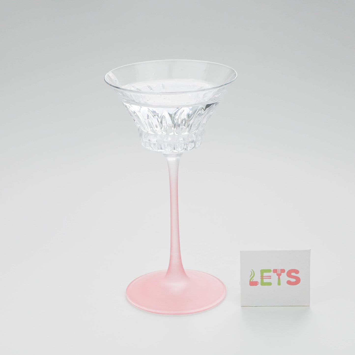 Elegant Pink Stem Cocktail Glass, Small Dessert and Martini Cup - Clear Body & Frosted Stem