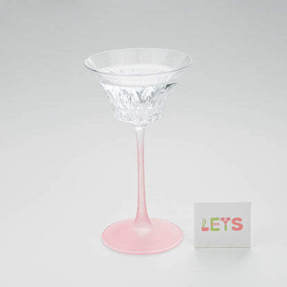 Elegant Pink Stem Cocktail Glass, Small Dessert and Martini Cup - Clear Body & Frosted Stem