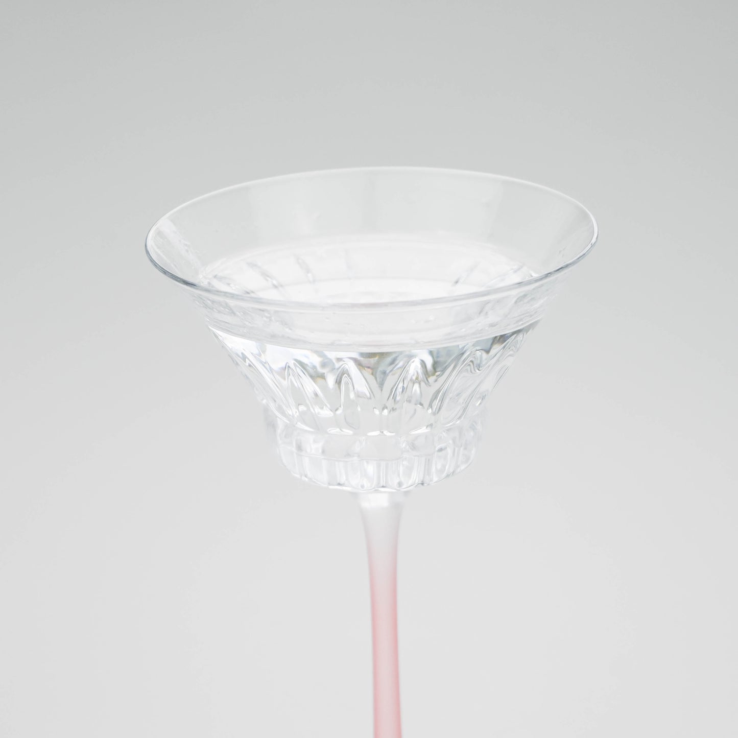 Elegant Pink Stem Cocktail Glass, Small Dessert and Martini Cup - Clear Body & Frosted Stem