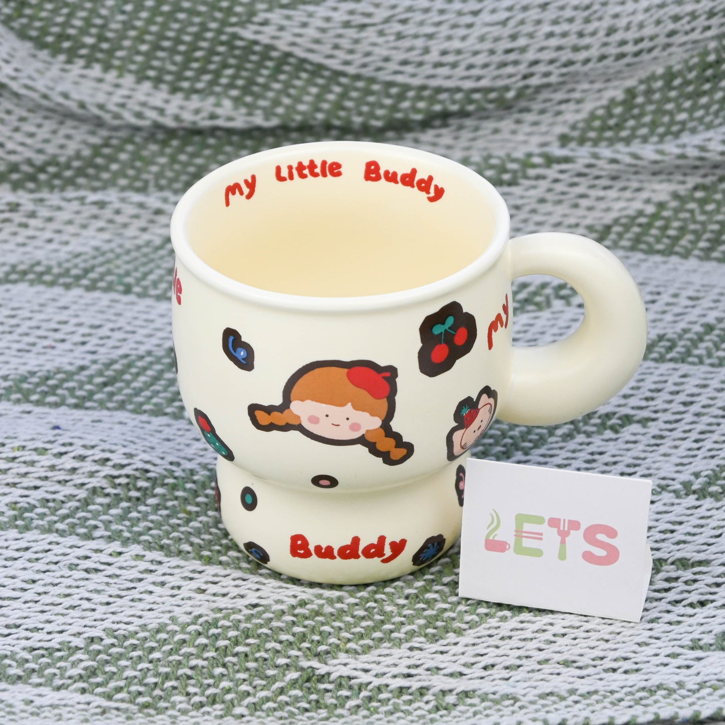 Ceramic Mug, Cartoon Buddy Design, Cute Coffee Tea Cup - Cartoon Girl