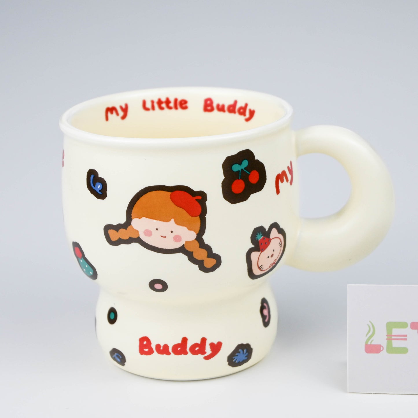 Ceramic Mug, Cartoon Buddy Design, Cute Coffee Tea Cup - Cartoon Girl
