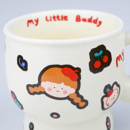 Ceramic Mug, Cartoon Buddy Design, Cute Coffee Tea Cup - Cartoon Girl