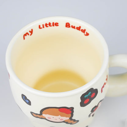 Ceramic Mug, Cartoon Buddy Design, Cute Coffee Tea Cup - Cartoon Girl