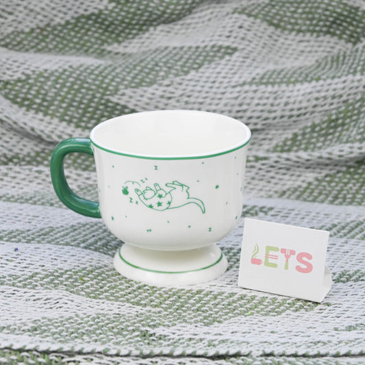 Ceramic Cartoon Cat Mug, Cute Sleeping Cat Design, Cute Coffee Tea Cup - Star Sweater