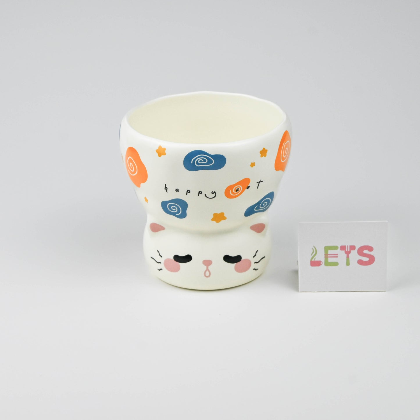 Cute Animal Ceramic Mug, White Cartoon Coffee or Tea Cup - Cartoon Cat