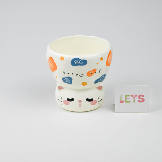 Cute Animal Ceramic Mug, White Cartoon Coffee or Tea Cup - Cartoon Cat