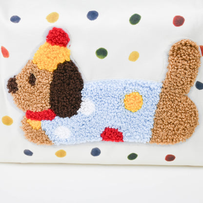 Cute Polka Dog Travel Cosmetic Bag, Portable Toiletry Makeup Pouch with Strap